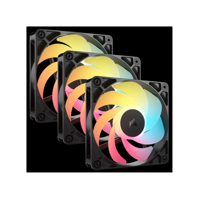 Kit de ventiladores CORSAIR flujo invertido RS120-R ARGB de 120 mm x3 negro
