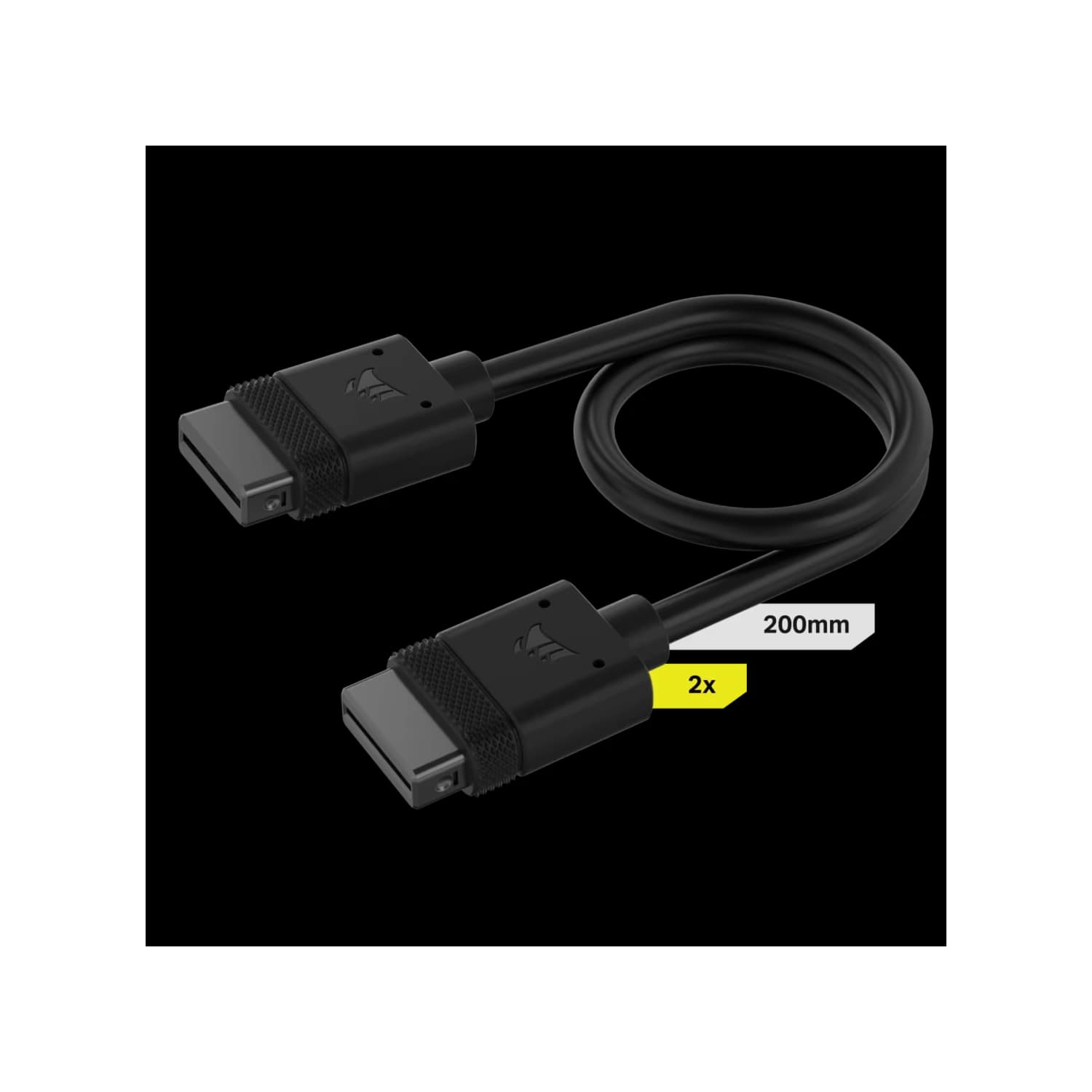 Cable CORSAIR iCUE LINK 2x 200mm con conector derecho negro