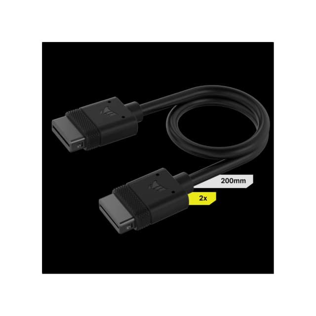 Cable CORSAIR iCUE LINK 2x 200mm con conector derecho negro