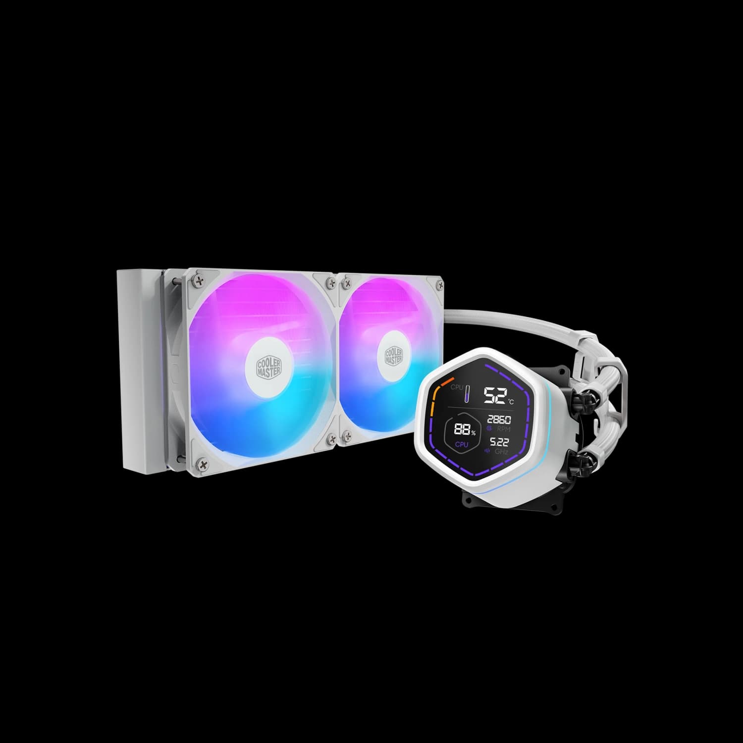 Water Cooler Cooler Master MasterLiquid Core NEX Digital 240 2 Fans 120mm ARGB White