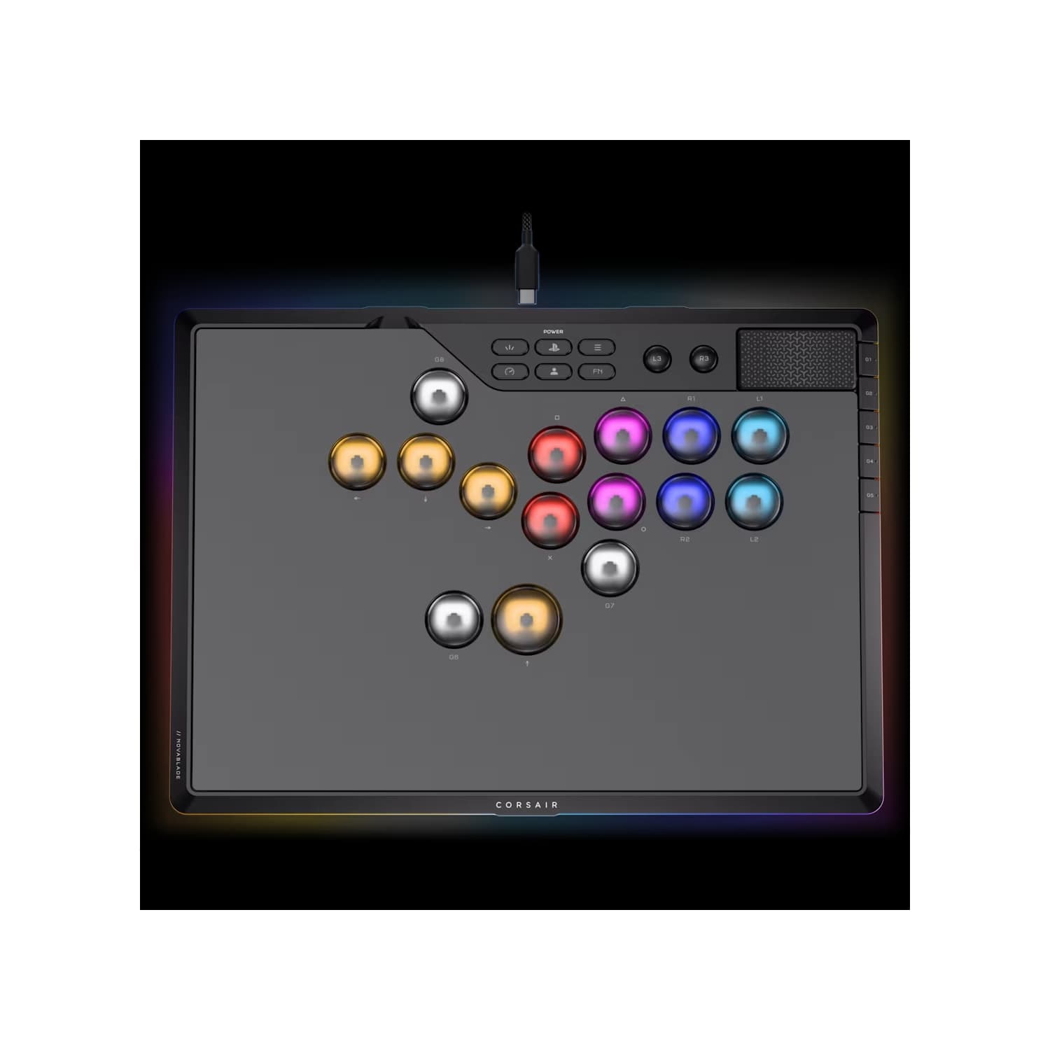 Controlador de juegos CORSAIR Novablade Pro Wireless Hall Effect Leverless Controller RGB LED MGX v2 Negro