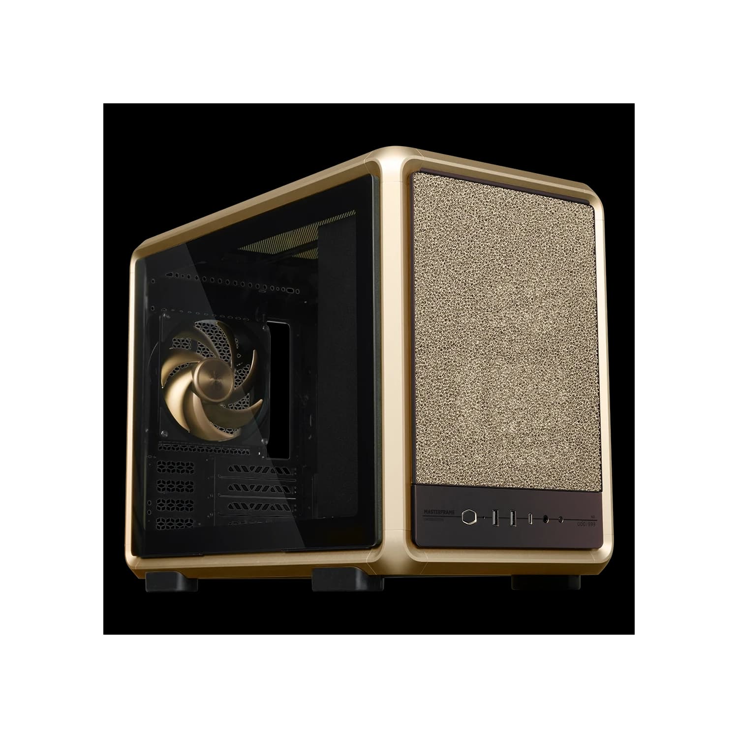 Gabinete Cooler Master MasterFrame 400 Mesh Gold Mini Tower 1 Fan 140mm Tempered Glass Gold s/Fuente