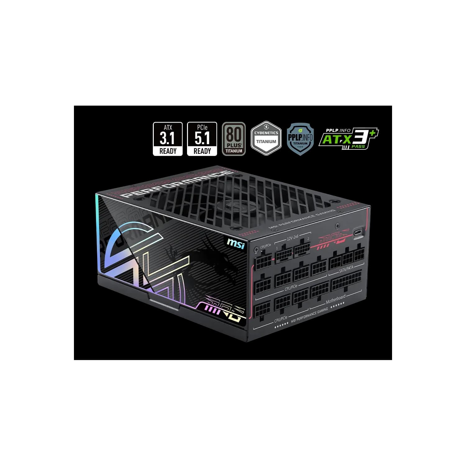 Fuente MSI MPG AI1600TS PCIE5 1600W 80 Plus Titanium Cable USA