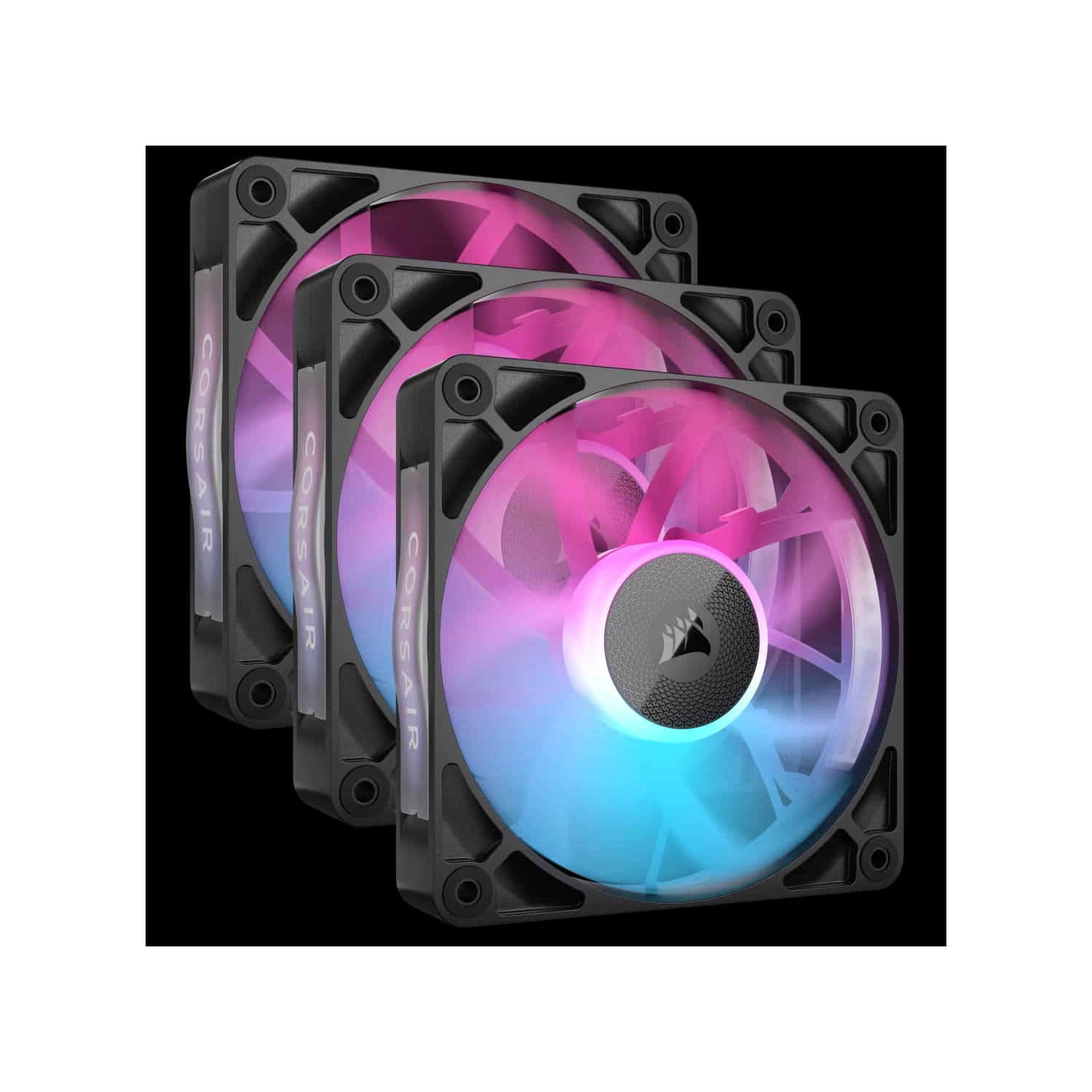 Kit de inicio de ventiladores CORSAIR iCUE LINK RX120 RGB 120 mm X3 negro